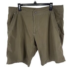 Kuhl Hiking Shorts Mens 38 Olive Green Excellent Cotton Nylon Utility Outdoor